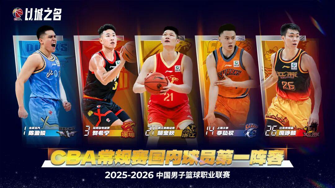 开云-25-26赛季CBA常规赛最佳阵容出炉